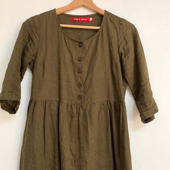 Pyne & Smith No.12 Linen Midi Dress in Beech - Picture 2 of 3